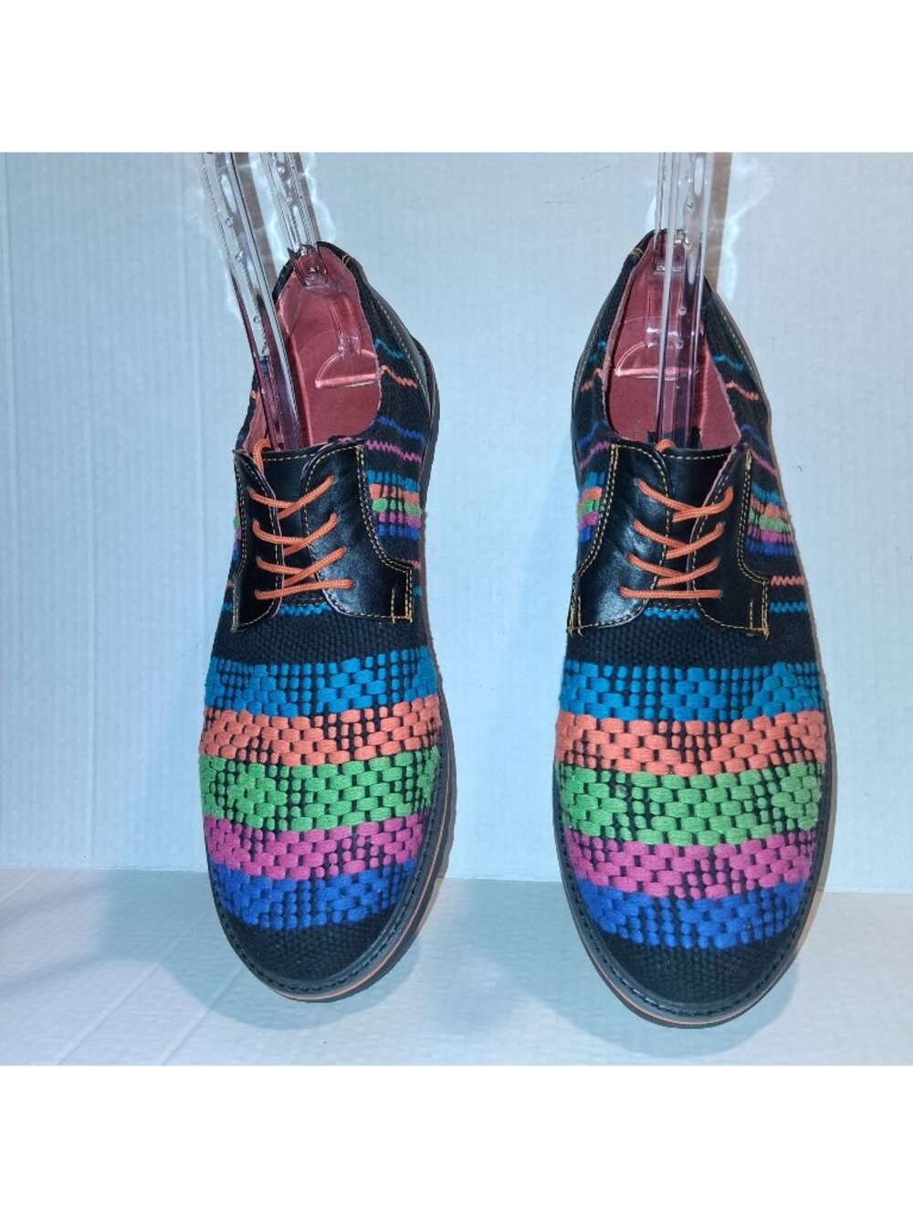Mens Multicolor Woven Lace-Up Shoes w/leather Lining/Synthetic Sole Handmade-13